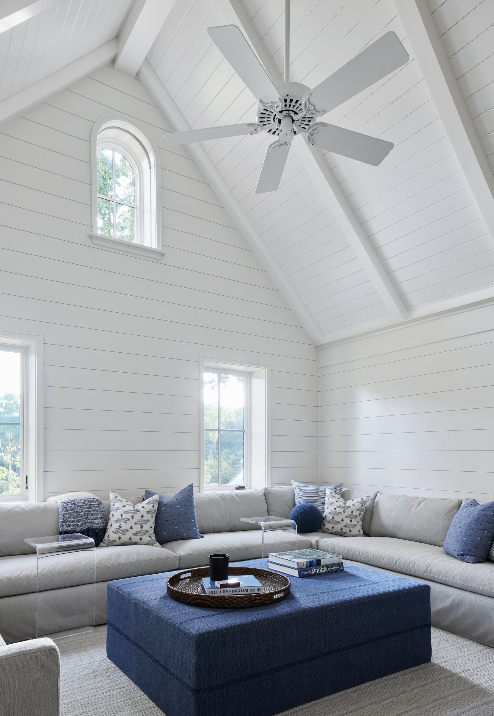 Cozy media room with built-ins